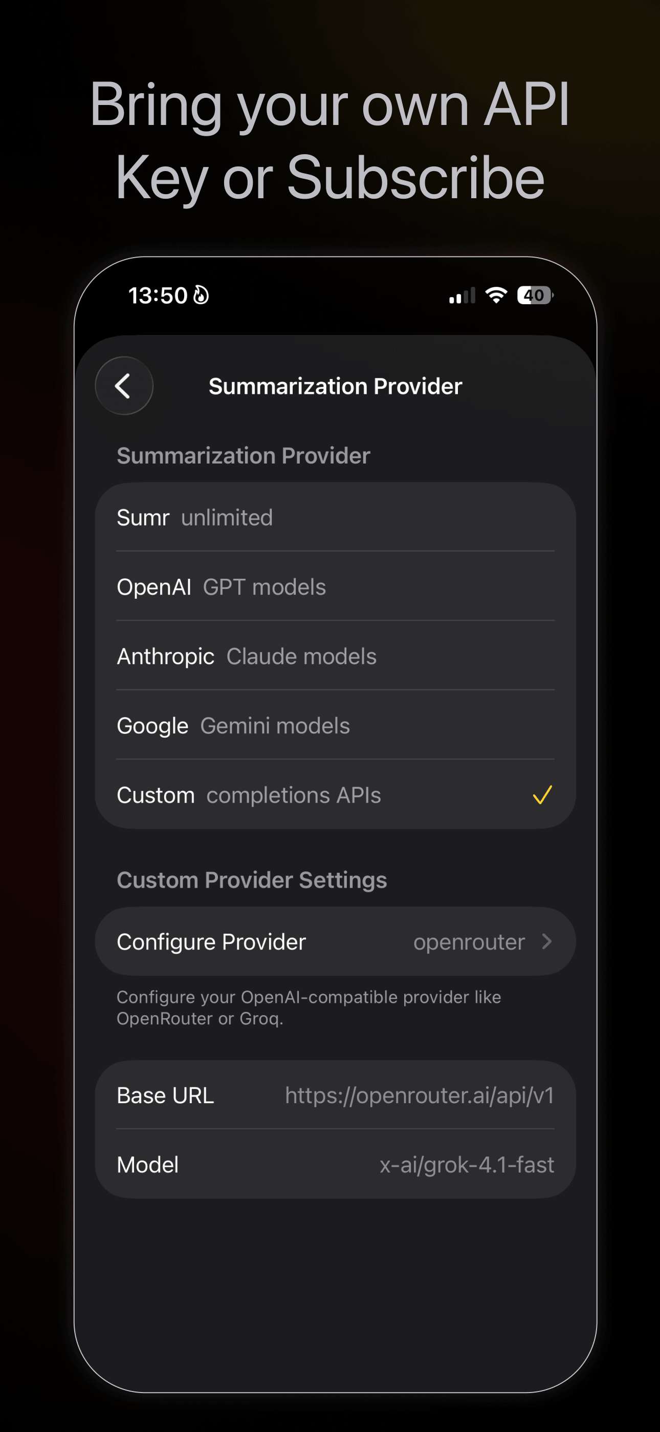 Choose your AI provider